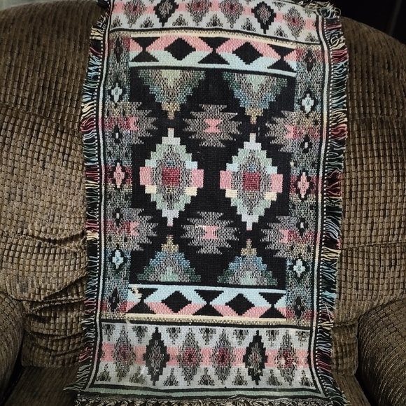 Aztec Boho Tapestry Wall Hanging Decor Multi Colored 34x19in Clean Beautiful - Picture 6 of 9